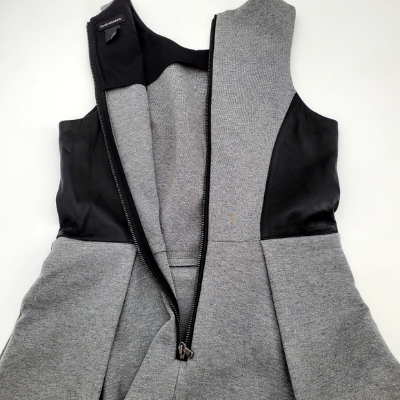 Club Monaco Janine Heather Gray Black Leather Trim Dress - Picture 13 of 16